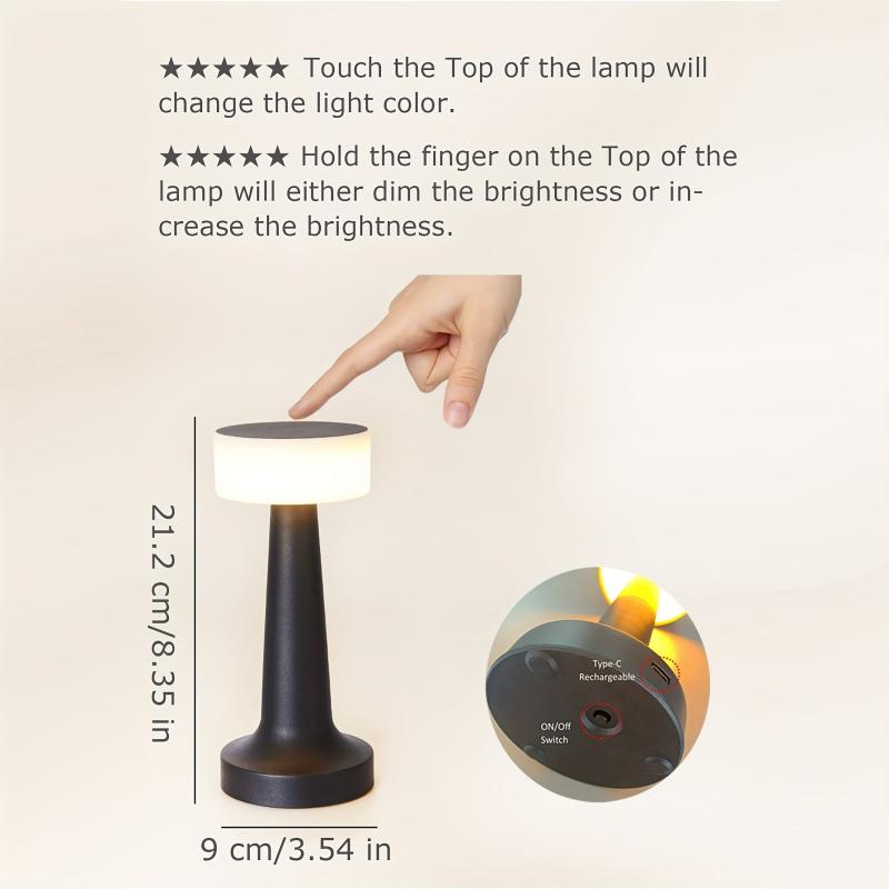 Portable Metal LED Table Lamp Touch Sensor Rechargeable Desk Lamp