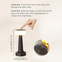 Portable Metal LED Table Lamp Touch Sensor Rechargeable Desk Lamp
