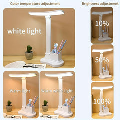 LED Desk Lamp w/ 3 Temp Modes & Brightness Adjustment, Pen & Phone Holder