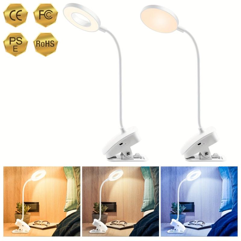 LED Clamp Table Lamp Bedside Portable Reading Table Lamp USB Touch Soft Light