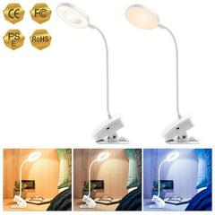 LED Clamp Table Lamp Bedside Portable Reading Table Lamp USB Touch Soft Light