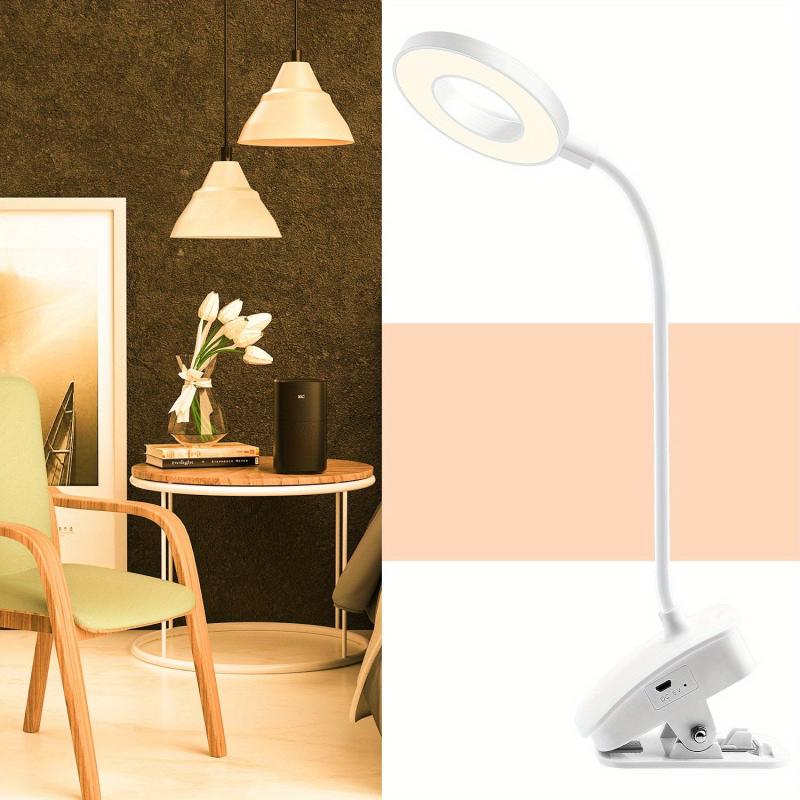 LED Clamp Table Lamp Bedside Portable Reading Table Lamp USB Touch Soft Light