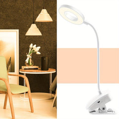 LED Clamp Table Lamp Bedside Portable Reading Table Lamp USB Touch Soft Light