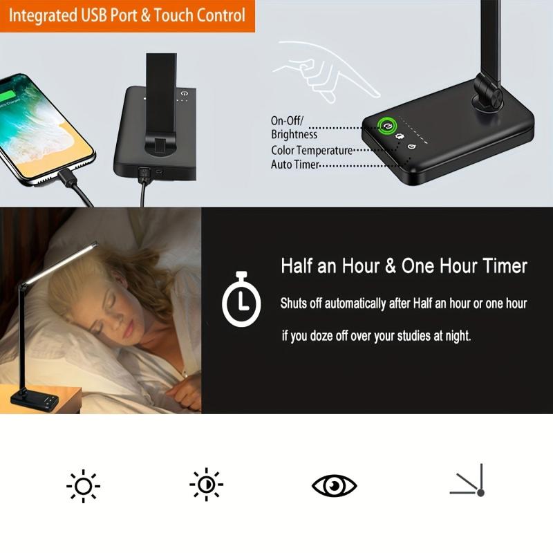 LED Desk Lamp Table Lamp Reading Lamp USB Charging Port