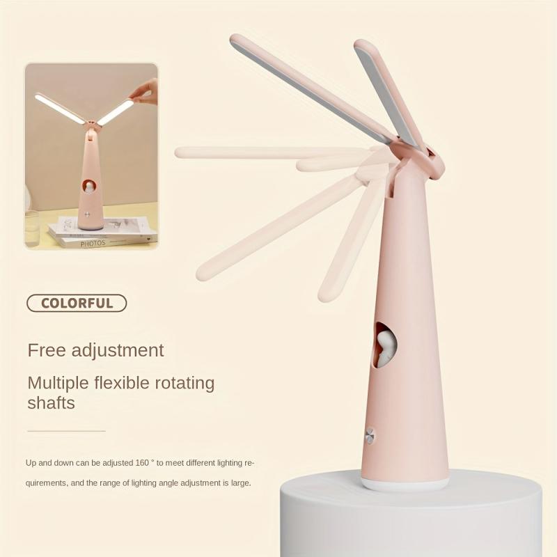 Dual-Headed Folding Table Lamp with USB Charging and Night Light