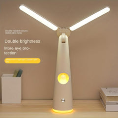 Dual-Headed Folding Table Lamp with USB Charging and Night Light