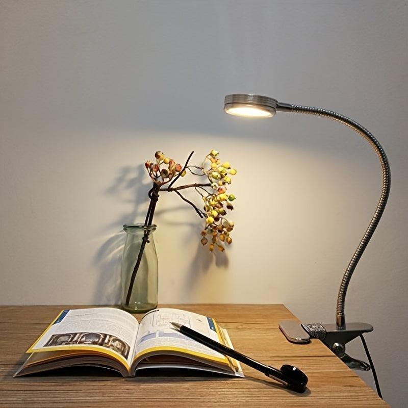 LED Clip Reading Light USB 3Colors Desk Lamp Hose Adjustable Bedside Lamp