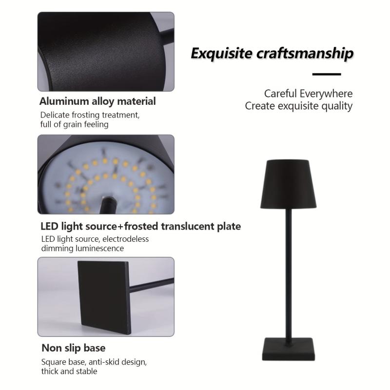 LED Three Stepless Dimming Desk Lamp Study Bedroom Living Room Camping Cafe