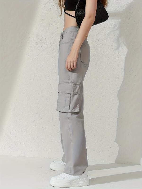 Cargo Pants Loose Fit Non Stretch Y2K & Kpop Style Straight Jeans