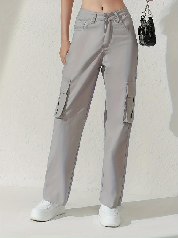Cargo Pants Loose Fit Non Stretch Y2K & Kpop Style Straight Jeans