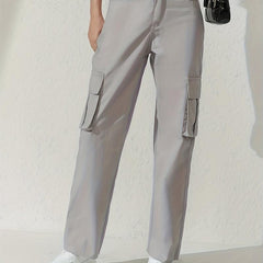 Cargo Pants Loose Fit Non Stretch Y2K & Kpop Style Straight Jeans