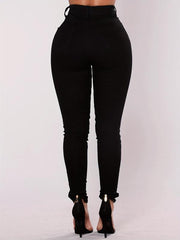 High Waist Skinny Jeans Slim Fit High Rise Slash Pockets Mid Stretch Denim Pants