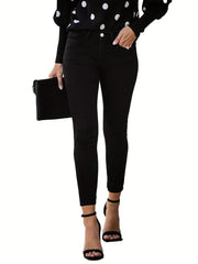 High Waist Skinny Jeans Slim Fit High Rise Slash Pockets Mid Stretch Denim Pants