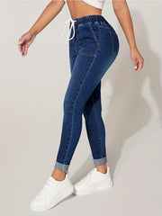 Slim Fit High Stretch Drawstring Skinny Jeans