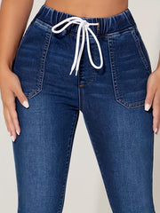Slim Fit High Stretch Drawstring Skinny Jeans