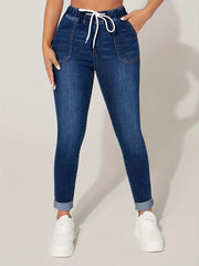 Slim Fit High Stretch Drawstring Skinny Jeans