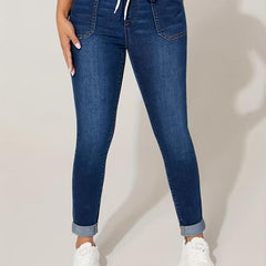 Slim Fit High Stretch Drawstring Skinny Jeans