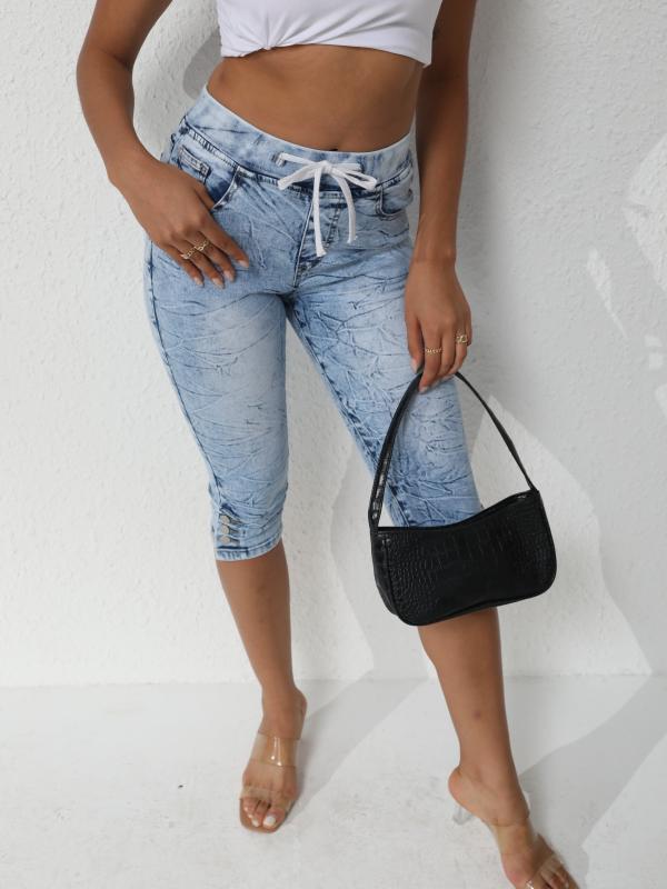 Tie Dye Capris Slim Fit Denim Jeans