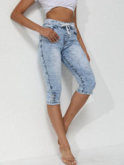 Tie Dye Capris Slim Fit Denim Jeans