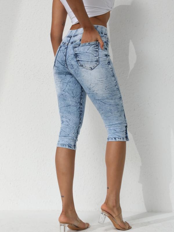 Tie Dye Capris Slim Fit Denim Jeans