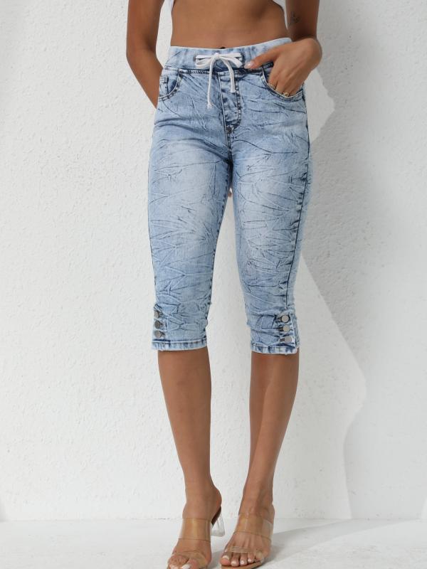 Tie Dye Capris Slim Fit Denim Jeans