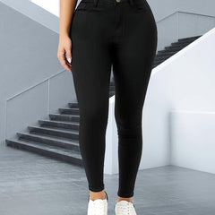 Slim Fit Skinny Jeans High Stretch Slash Pockets Versatile Tight Jeans