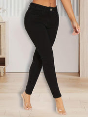 High-Waist Skinny Jeans Slim Fit Denim Trousers