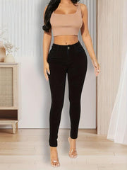 High-Waist Skinny Jeans Slim Fit Denim Trousers