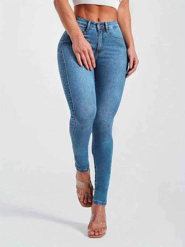 Women's Mid Waist Skinny Leg Jeans Butt Lifting Denim Pants