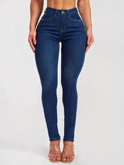 Women's Mid Waist Skinny Leg Jeans Butt Lifting Denim Pants