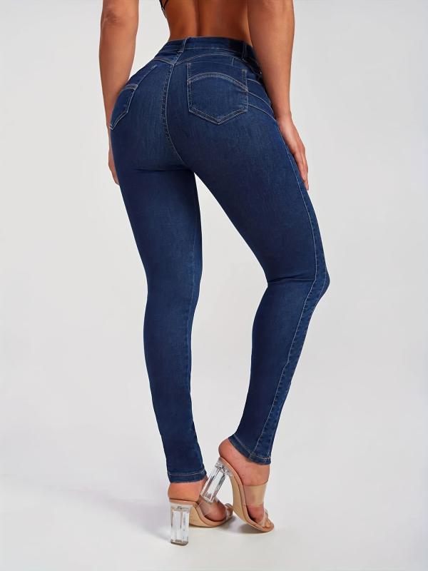Women's Mid Waist Skinny Leg Jeans Butt Lifting Denim Pants