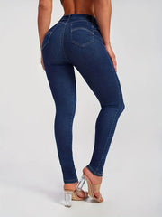 Women's Mid Waist Skinny Leg Jeans Butt Lifting Denim Pants