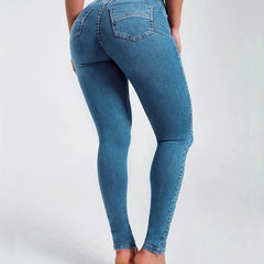 Women's Mid Waist Skinny Leg Jeans Butt Lifting Denim Pants