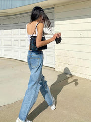 High Waist Distressed Loose Fit Jeans for Women