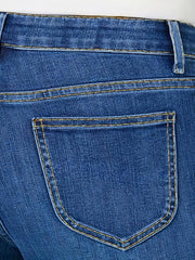 High Waist Flared Jeans Bell Bottom Slash Pockets Casual Denim