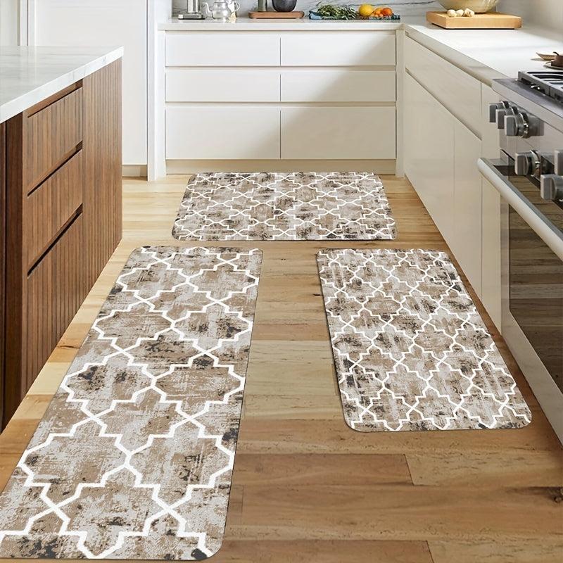Rhombus Geometric Pattern Kitchen Mat Anti Slip Carpet