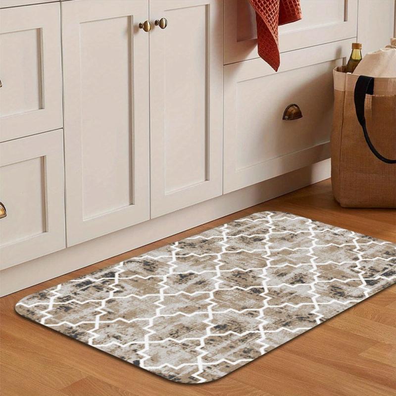 Rhombus Geometric Pattern Kitchen Mat Anti Slip Carpet