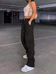 Y2K Flap Pockets Straight Jeans Loose Fit