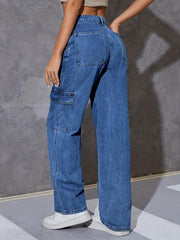 Cargo Pants Loose Fit Straight Legs Carpenter Jeans Women's Denim