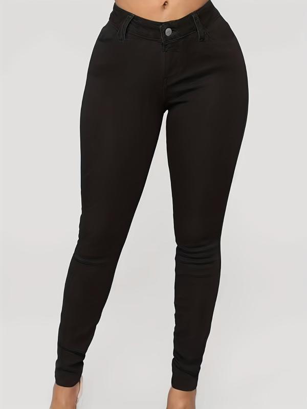 Mid Stretch Skinny Jeans Slim Fit Mid Waist Casual Denim Pants