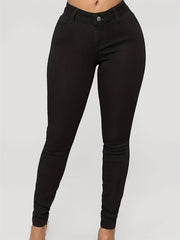 Mid Stretch Skinny Jeans Slim Fit Mid Waist Casual Denim Pants