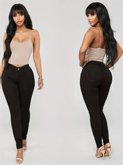 Mid Stretch Skinny Jeans Slim Fit Mid Waist Casual Denim Pants