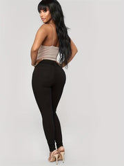 Mid Stretch Skinny Jeans Slim Fit Mid Waist Casual Denim Pants