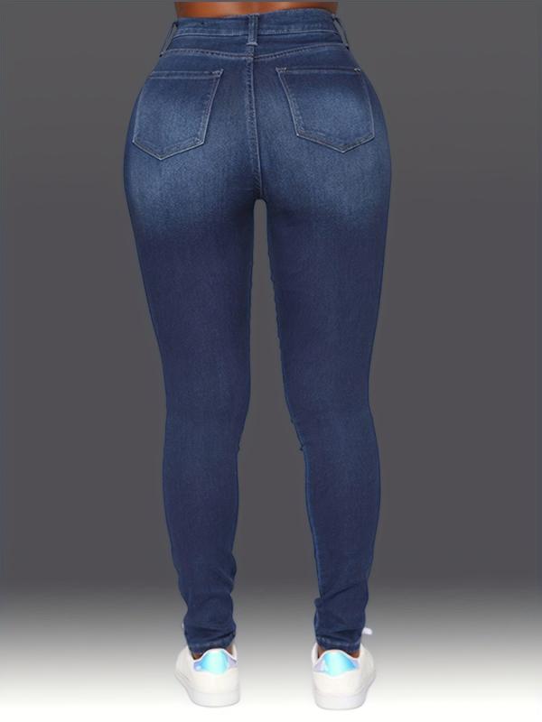 High Stretch Slim Fit Ripped Hole Curvy Skinny Jeans