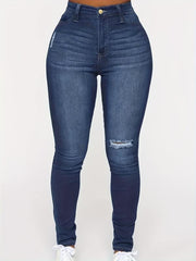 High Stretch Slim Fit Ripped Hole Curvy Skinny Jeans