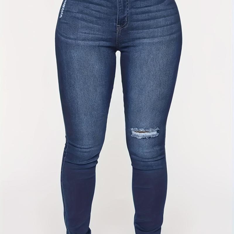 High Stretch Slim Fit Ripped Hole Curvy Skinny Jeans