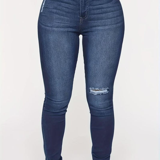 High Stretch Slim Fit Ripped Hole Curvy Skinny Jeans