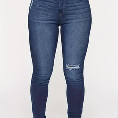 High Stretch Slim Fit Ripped Hole Curvy Skinny Jeans
