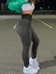 High Stretch Skinny Jeans Ripped Holes Slim Fit Denim Trousers