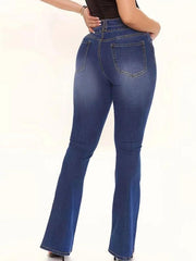 Bootcut Jeans Slim Fit Slight Stretch Pintuck Jeans Women's Denim